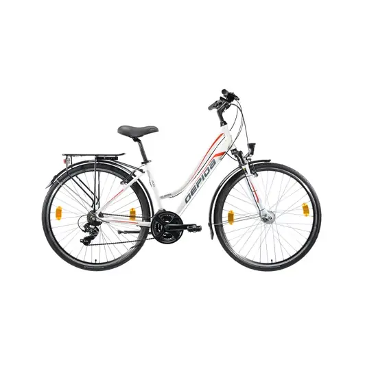 Biztonságos vásárlás GEPIDA ALBOIN 200 28" - 52 cm - 21S FEHÉR-PIROS NŐI TREKKING KERÉKPÁR